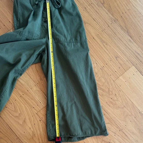 Madewell Olive Green Short-Sleeve Cropped Wide Leg Utility Jumpsuit - Picture 5 of 7